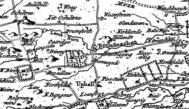 1773 Map of the 3 Lothians - A&M Armstrong.
Reproduced by permission of the Trustees of the National Library of Scotland.