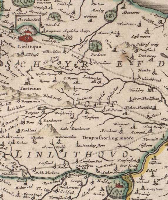 Extract from J & C Blaeu map 1654.
Reproduced by permission of the Trustees of the National Library of Scotland.