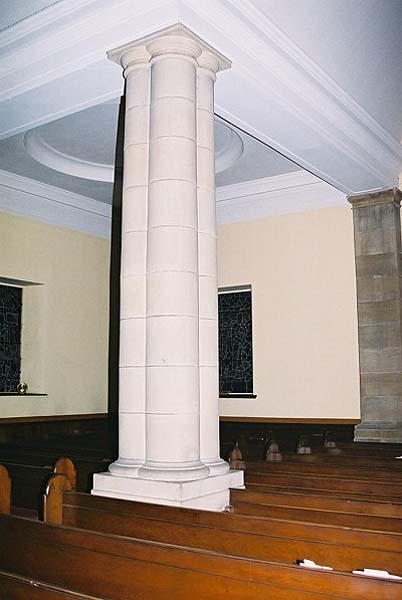 Picture of the church interior supports in 2001.