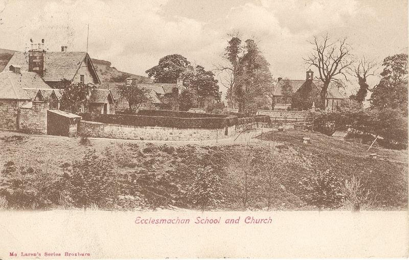 Old Postcard of School and Church