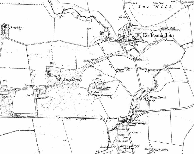 1854 Ordnance Survey Map of Linlithgowshire.
Reproduced by permission of the Trustees of the National Library of Scotland.