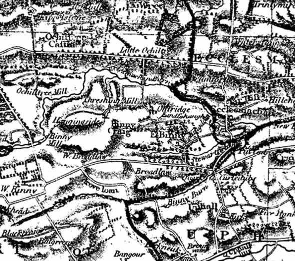 1820 Map of Linlithgowshire - J. Thomson.
Reproduced by permission of the Trustees of the National Library of Scotland.